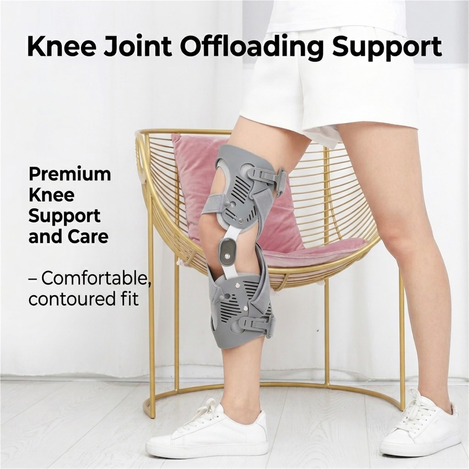 Rodillera Estabilizadora con Bisagras Soporte Articular Ajustable para Deporte y Diario Transpirable Férula de Compresión con Correas Dobles Alivio y Estabilidad Menisco Ligamentos(Bien)