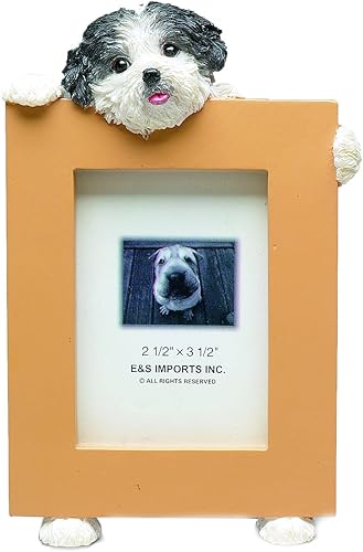 Shih Tzu Puppycut - Marco de fotos de perro blanco y negro, 2 1/2 x 3 1/2 pulgadas