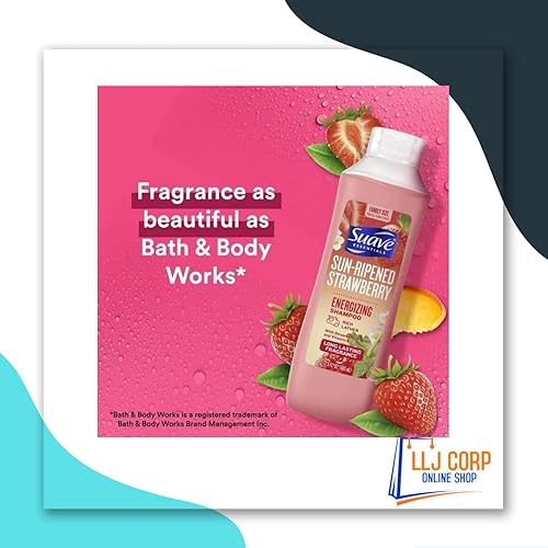 Miniatura 5 de Suave Essentials Champú fresa madurada por el sol + acondicionador de fresa, tamaño familiar, paquete de 22.5 onzas líquidas de 22.5 fl oz con 3 LLJ