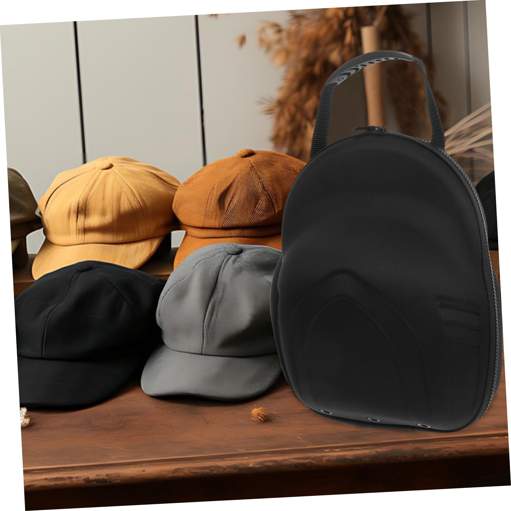 Organizador de Gorras de Béisbol para Viajes Eva Negro | 30 X 23x10cm, Portátil para Coche, Protección contra Deformación y Fácil de Guardar