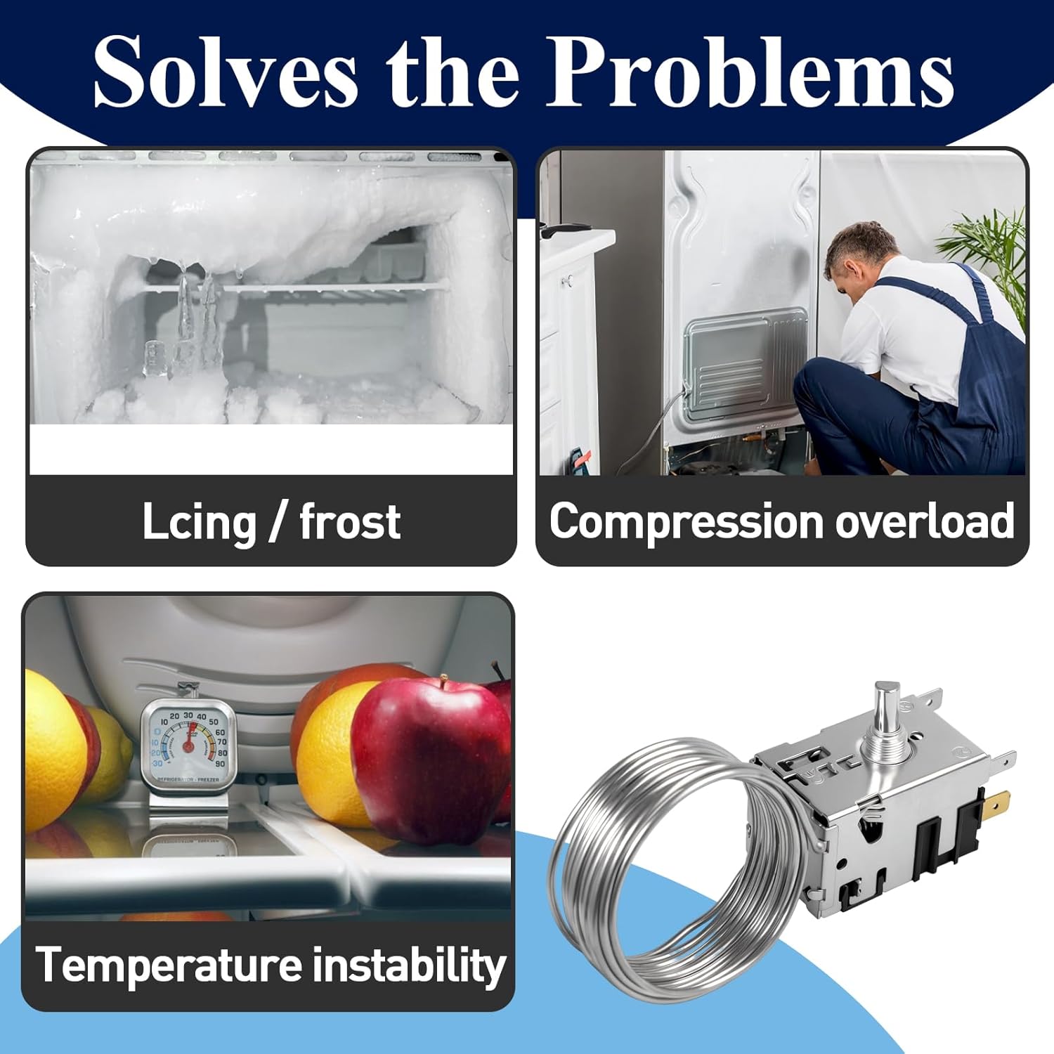 800366 Temp Control Kit Compatible with True Equipment, 800366 Thermostat Replace for 800366, 077B6806, 077B7172, 988282