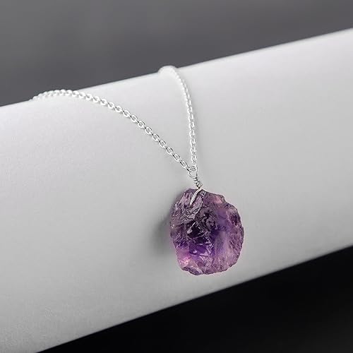 Miniatura 4 de Sunshinegems Natural Raw Amethyst Crystals Pendant Necklace, Raw Gemstone, Energy Healing Crystals, Gift for Her, Birthday, Gemstone Jewelry 18 inch