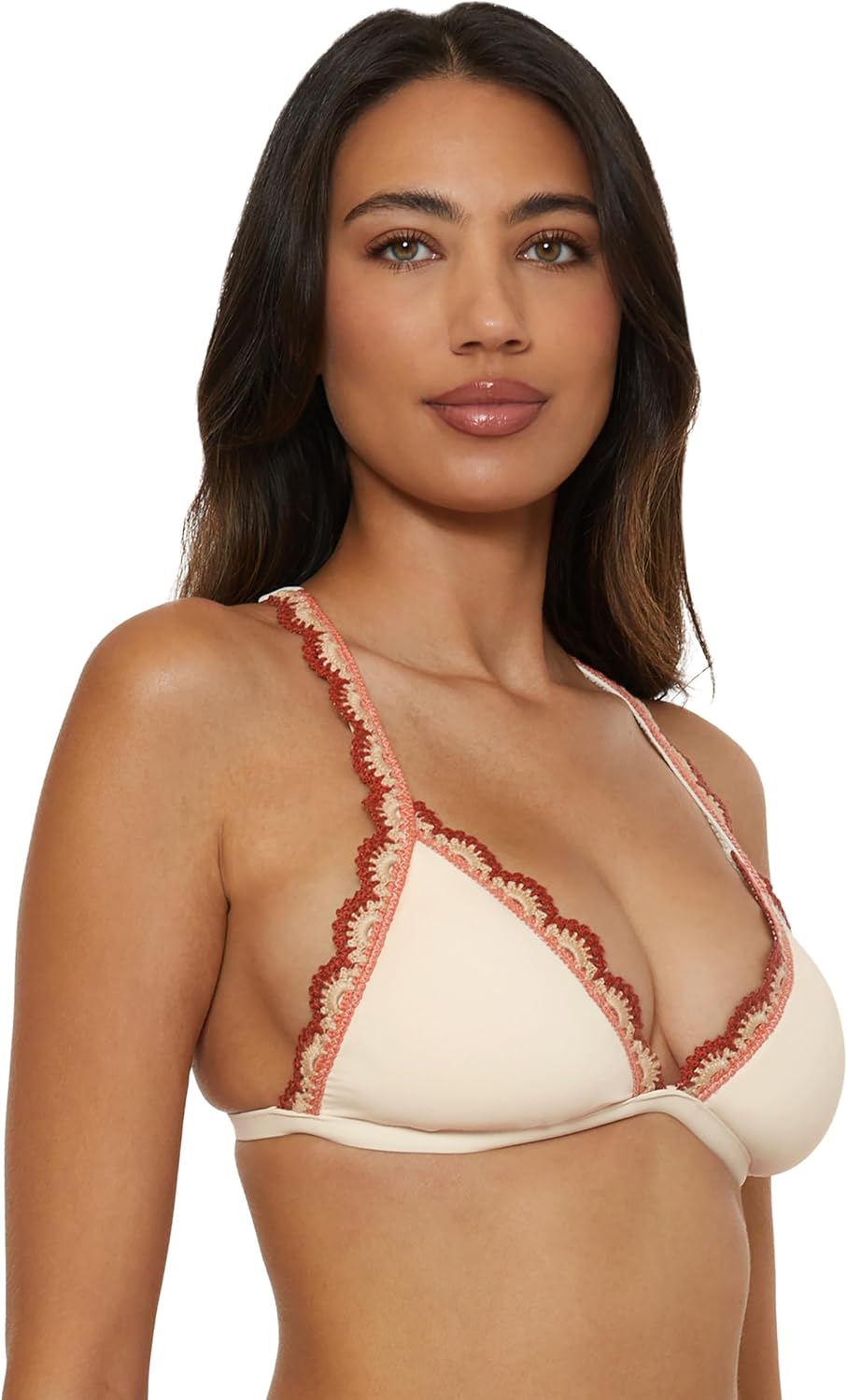 Lucky Brand Women's Malaga Crochet Trim Halter Bikini Top, Adjustable, Tie Back, Swimwear Separates - Image 2