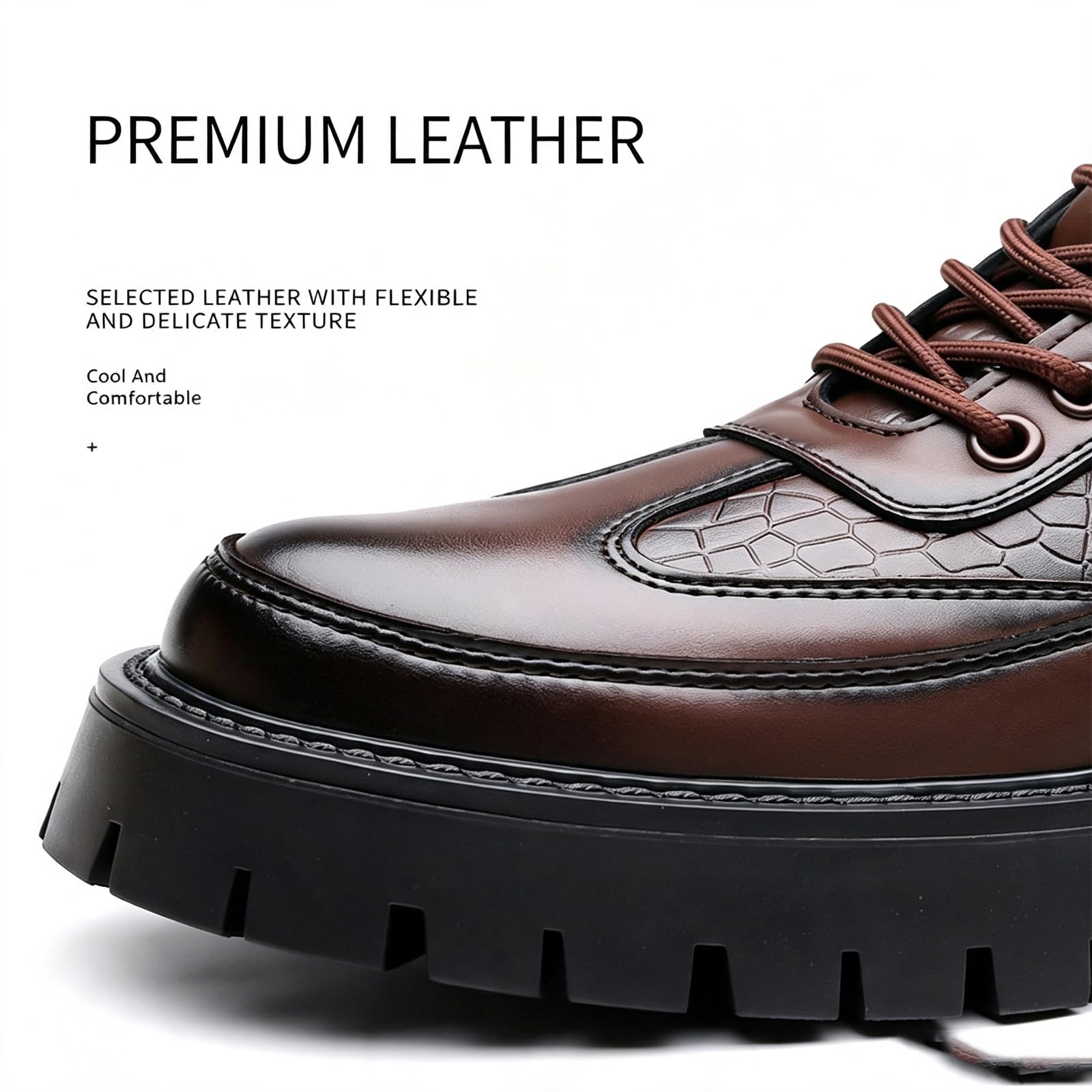 Scarpe Oxford con Plateau da Uomo Scarpe Eleganti con Lacci