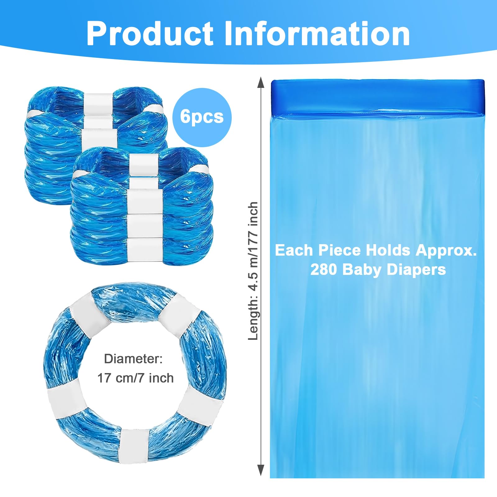 6 Pezzi Ricarica Mangiapannolini, Sacchetti Mangiapannolini Compatibile con Maialino Foppapedretti Angelcare Tommee Tippee Twist & Click Simplee Tec Litter Locker - 3