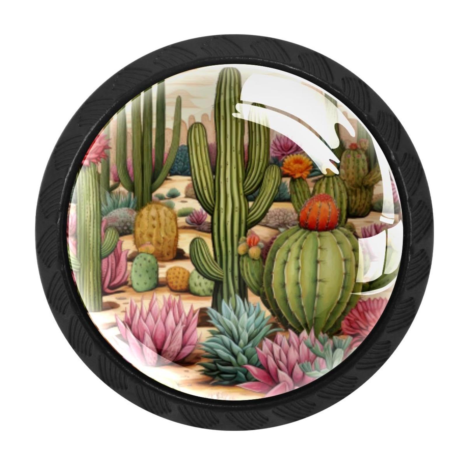 CHENZZZZ 4 Pieces Cactus Kitchen Cabinet Knobs Drawer Knobs Dresser Knobs Black Knobs Drawer Pulls Dresser Drawer Handles Knobs for Dresser Drawers