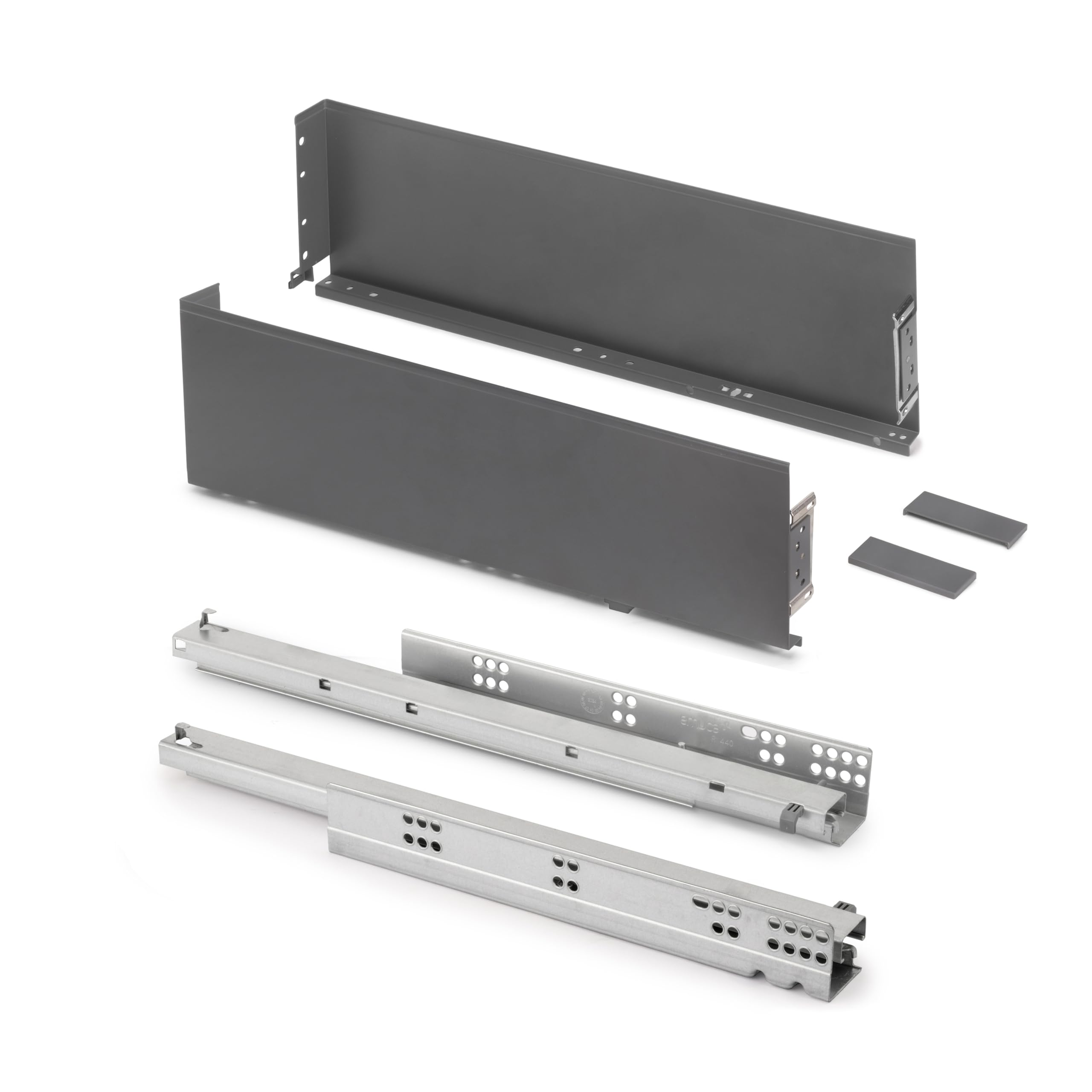 Emuca - Simplex 25kg (55,1 lb) External Drawer Height 159mm (6,2"), Depth 440mm (17,3"), Steel, Anthracite Grey