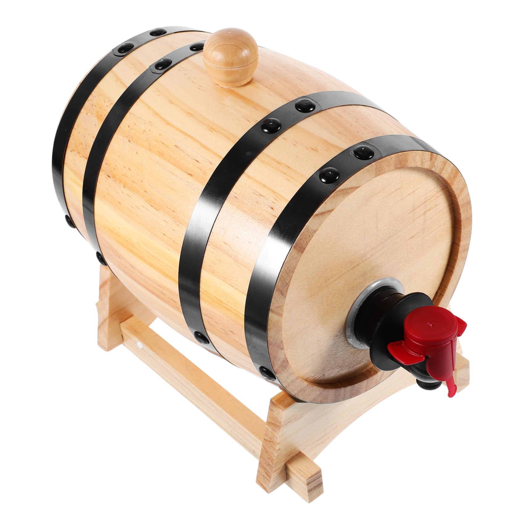 OKUMEYR 1set Wooden Wine Barrel for Brewing Storage Multi-functional Red Wine Container with Faucet Vintage Decor for Home Bar Wood Design