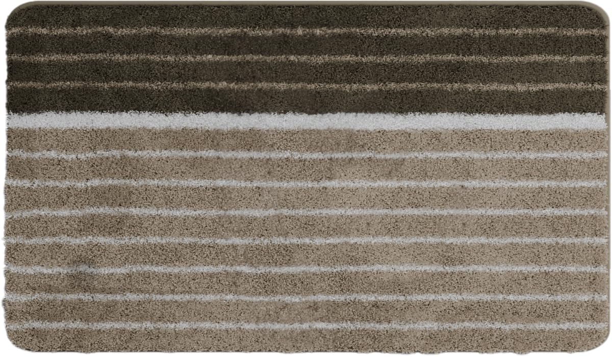 Tapis de bain TANDEA anti sol mouillé grand format 70x120 cm pour sécuriser la salle de bain taupe