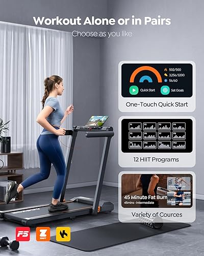 Miniatura 3 de Acezoe Cinta de correr plegable 2 en 1 para el hogar, caminadora debajo del escritorio con 12 modos HIIT, aplicaciones de entrenamiento y pantalla