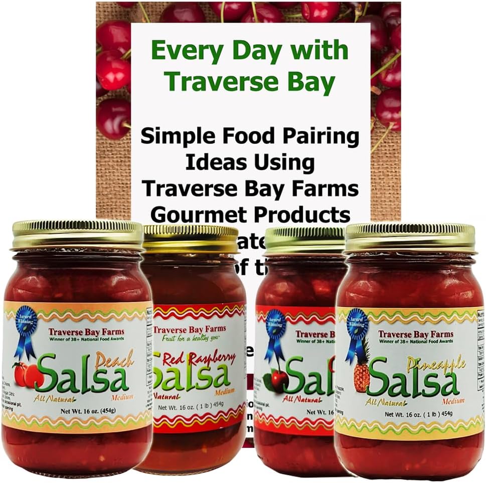 Traverse Bay FarmsNationally Award-Winning Salsa (Fruit Sampler 4 Jars with Book)
