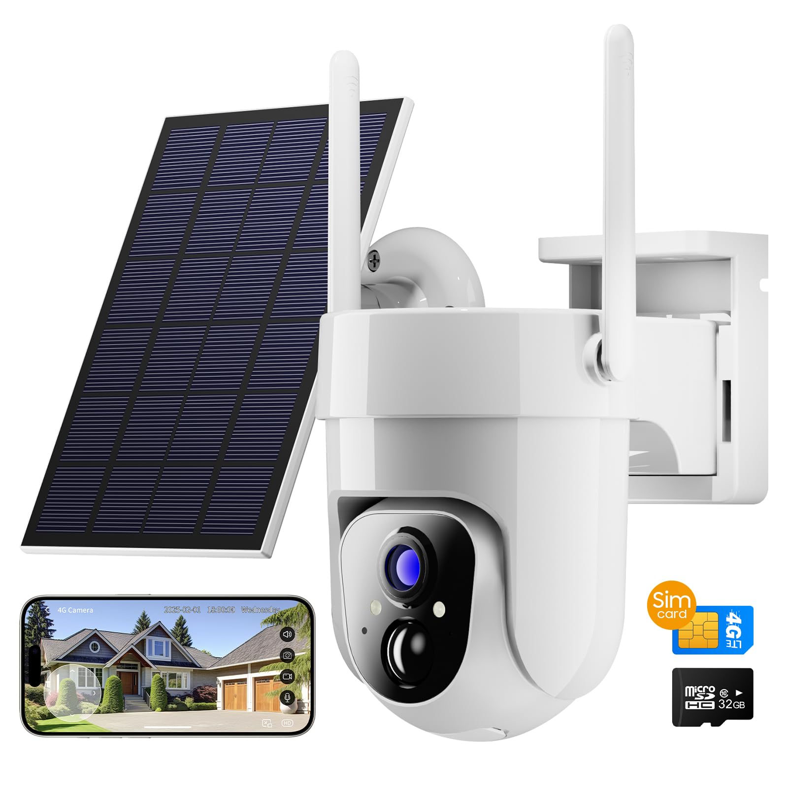 Camii 4G LTE Cellular Security Smart Camera No WiFi 360°View 2K HD Cameras Outdoor Solar Battery Powered 2K Cam for Home Security Color Night Vision