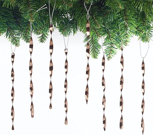 Miniatura 18 de AMS Adornos para árbol de Navidad, juego de 24 piezas de adornos de carámbanos retorcidos de aluminio para árbol de Navidad, fiesta de Año Nuevo