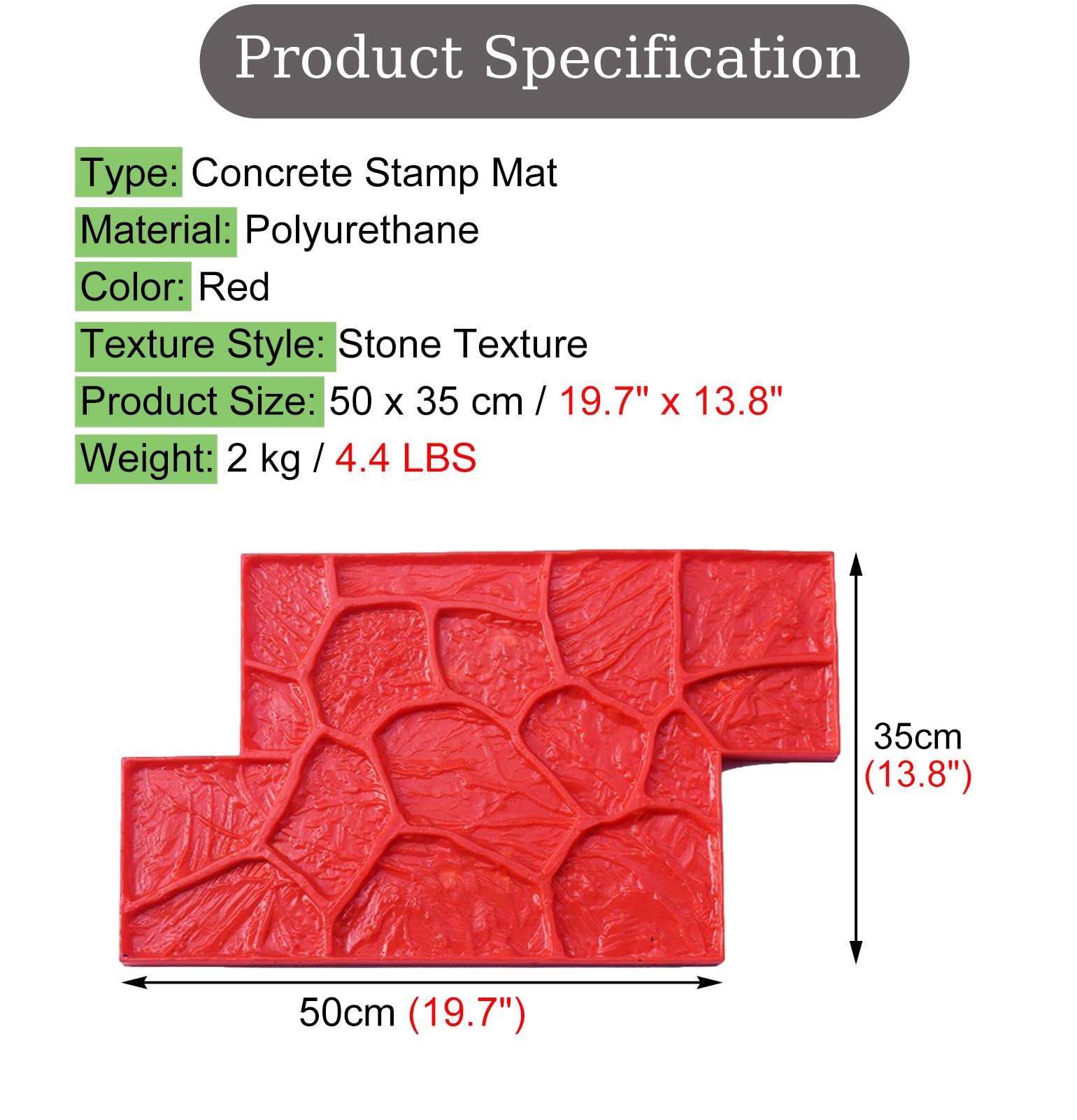 Moldes Hormigon Impreso Alfombrilla para Estampado de Patrones de Hormigón y Baldosas de Piedra, Moldes de Piel con Textura Natural para Hormigón, Almohadilla de Impresión de Cemento Pequeña Para Pare