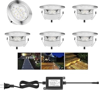 Recessed Deck Light IP67 Warm White Step Stair Pathway 6 Kit