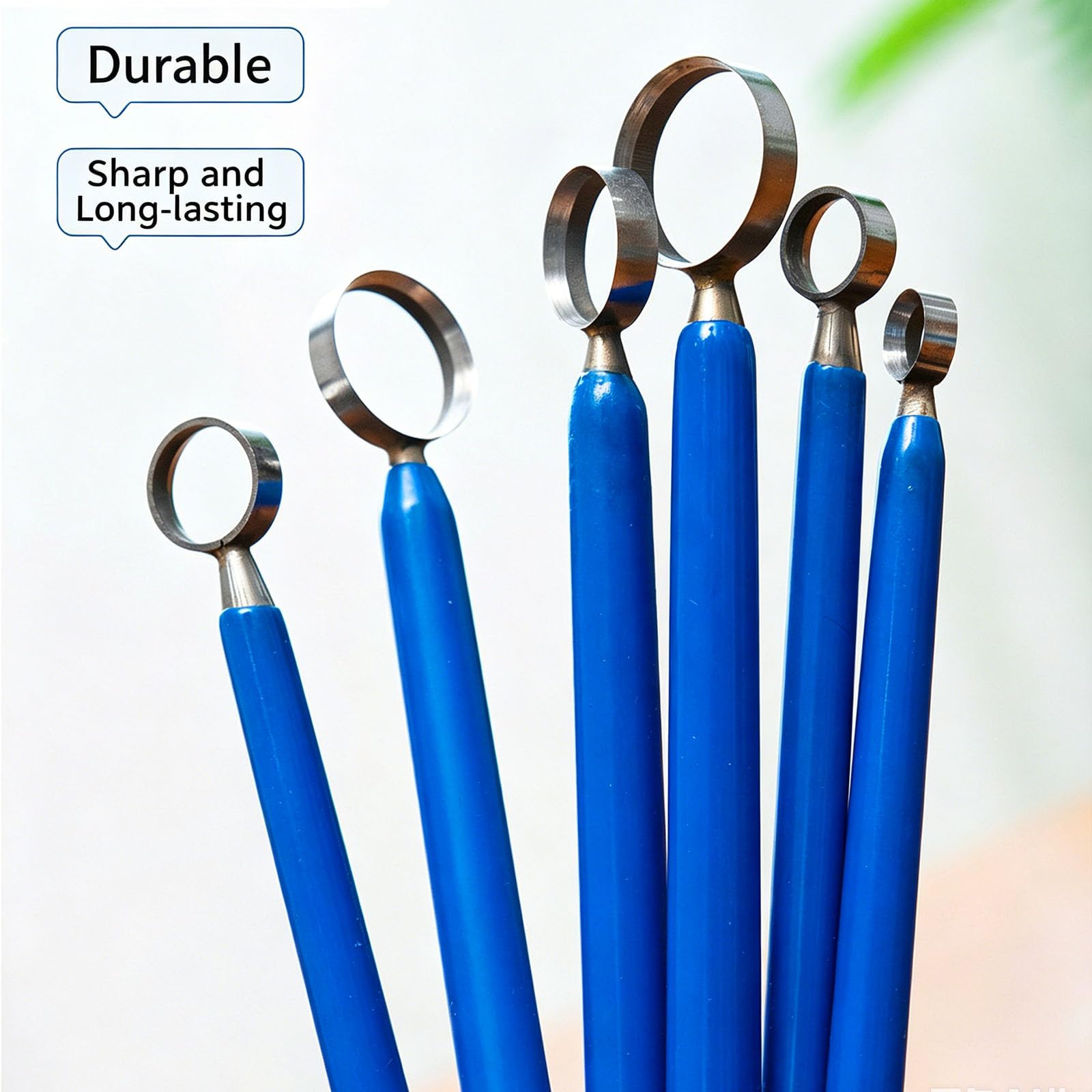 Juego De 6 Herramientas De Acero De Tungsteno para Modelar Arcilla Y Cerámica, con Mango De Goma Suave. Tamaños: 7.5, 9.5, 11.5, 13.5, 15.5 Y 17.5 Mm. Ideales para Cerámica, Polímero Y Cera.