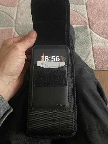 Borsa per cintura adatta per Blackview BV4800 BV6200 Pro BV5300 BV8900 BV9300 | laterale di protezione trasversale con clip per cintura e passante per cintura | XXL nero