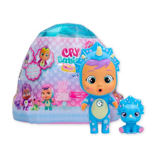 BEBÉS LLORONES LÁGRIMAS MÁGICAS Icy World Dinos, Muñeca Sorpresa Coleccionable que Llora Lágrimas de Verdad y su Mascota Dinosaurio, Juguete Regalo para Niños y Niñas +3 Años