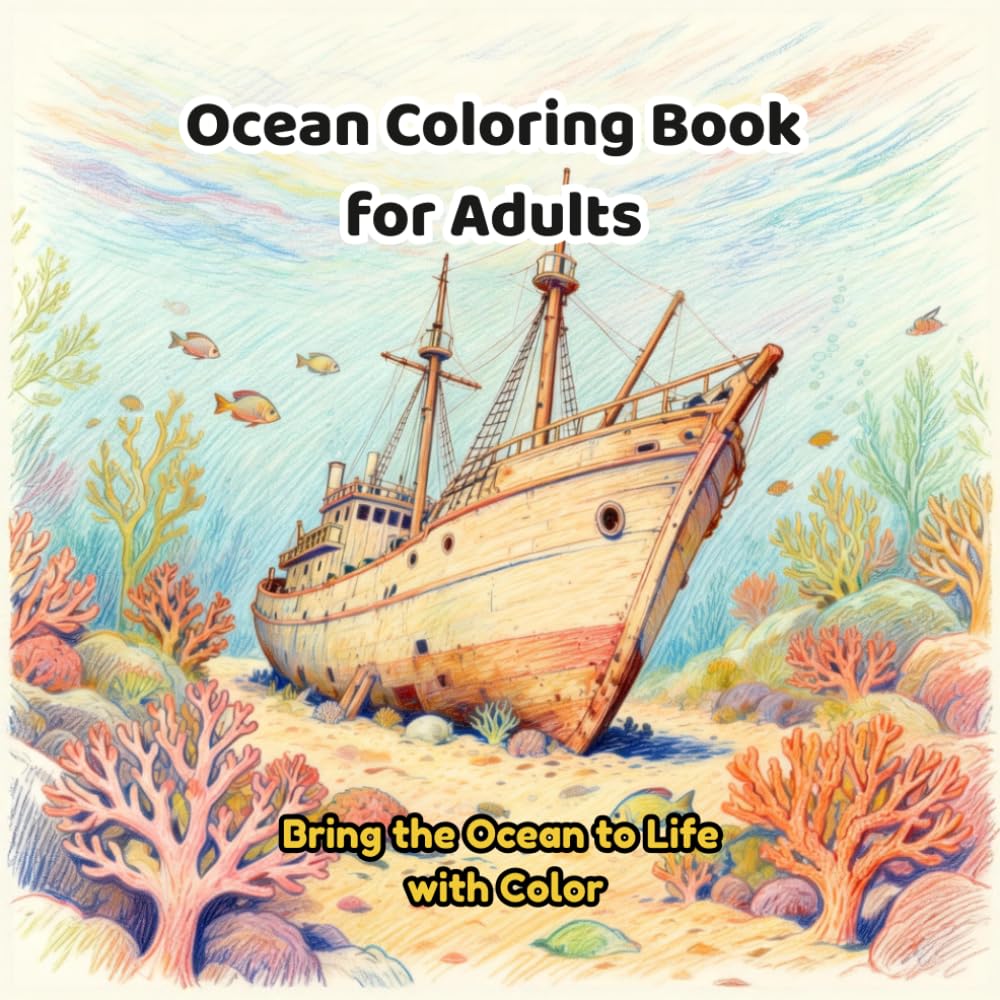 Ocean Coloring Book for Adults: 50 Beautiful Marine Life Designs Featuring Sea Creatures, Coral Reefs, and Underwater Scenes for Relaxation and Stress Relief
