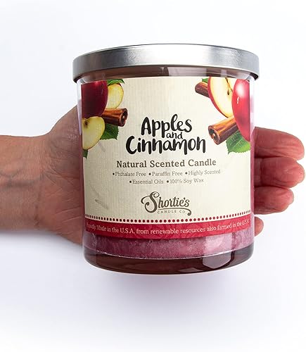 Miniatura 3 de Vela de soja natural perfumada de manzanas y canela, aceites esenciales de fragancia, 100% libre de soja, ftalatos y parabenos, combustión limpia, 9