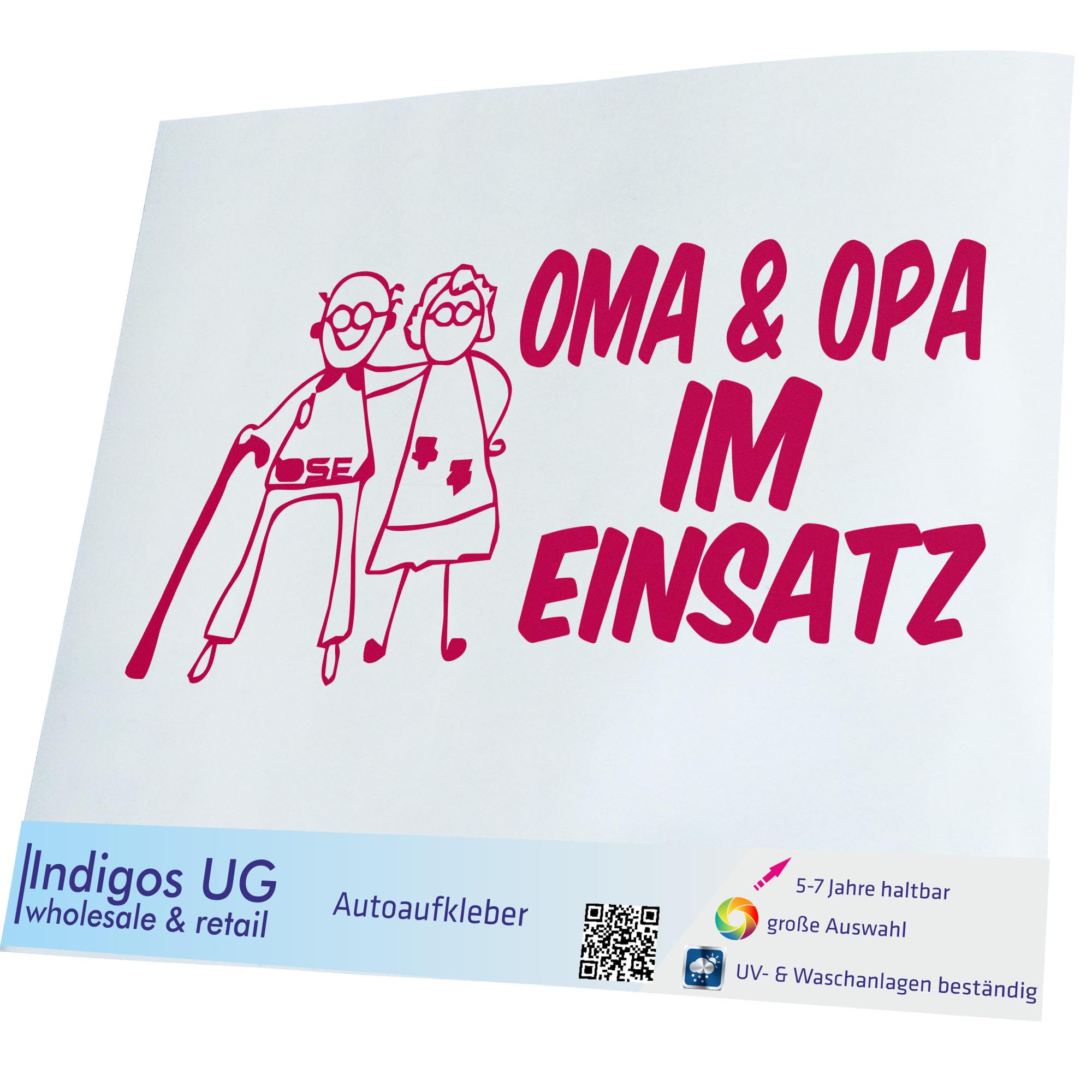 INDIGOS UG Adesivo per auto – JDM – Die Cut – Nonna e nonno in uso bambini Boy Girl – 400 x 190 mm nero – lunotto posteriore – Adesivo per lunotto