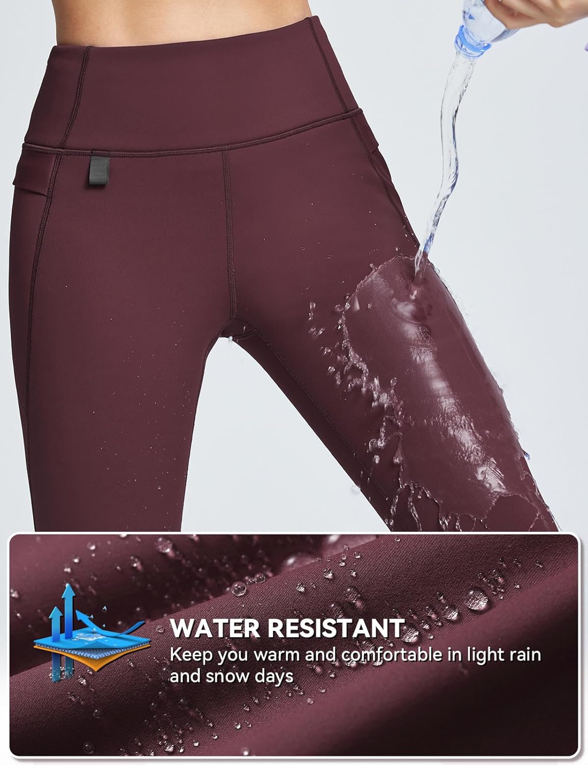 baleaf Women's Thick Fleece Lined Winter Leggings Thermal Warm Pants Water Resistant Hiking High Waisted - Image 5