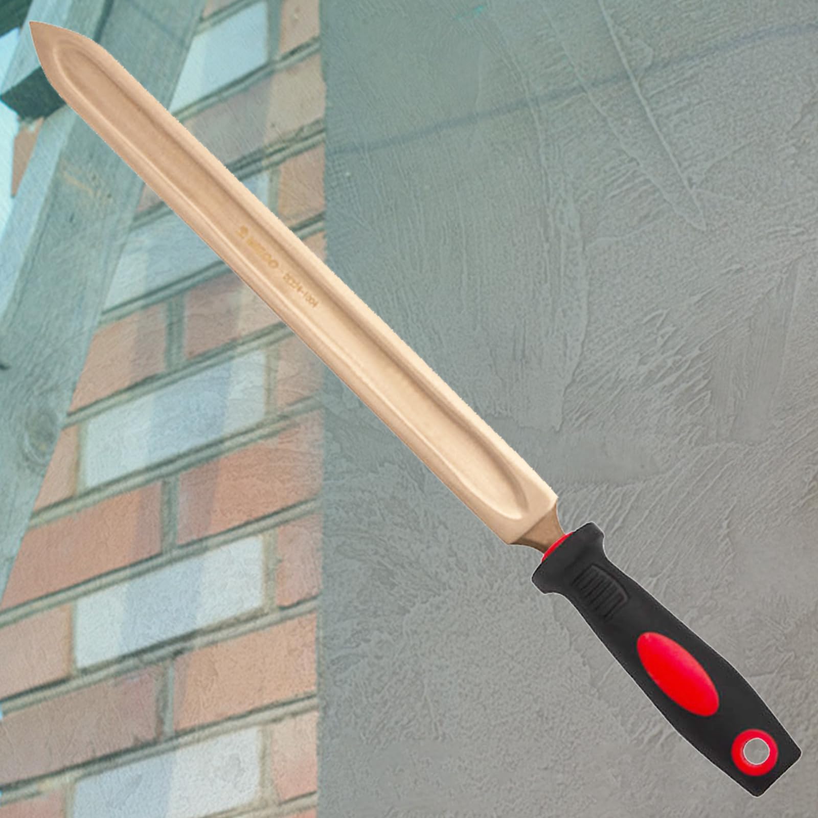 WEDO Coltello raschietto non scintillante, lama lunga 160 mm, larghezza punta triangolare 22 mm, lunghezza totale 280 mm, rame berillio, non magnetico, resistente alla corrosione, manico in fibra di