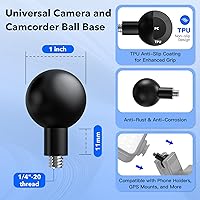 Vista 2 de Adaptador de bola de tamaño B de 1 pulgada a tornillo de 1/4"-20 – Convertidor de montaje de cámara, se adapta a bases de bola estándar de 1