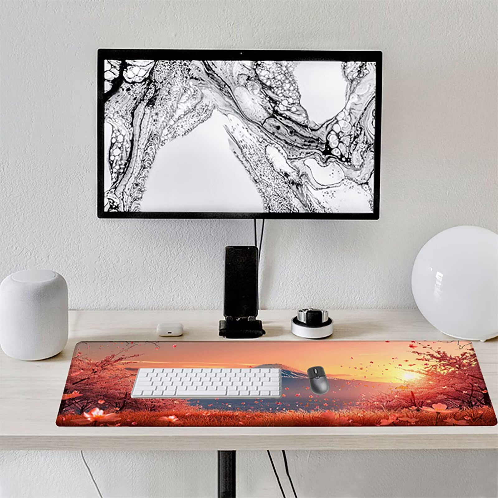 áRbol De Flor De Cerezo Alfombrilla Ratón Gaming XXL 1500 x 800 mm, Alfombrilla Gaming Rosa Mousepad con Base de Goma Antideslizante, Impermeable Desk Mat para Teclado y Raton, Accesorios Gaming E-U