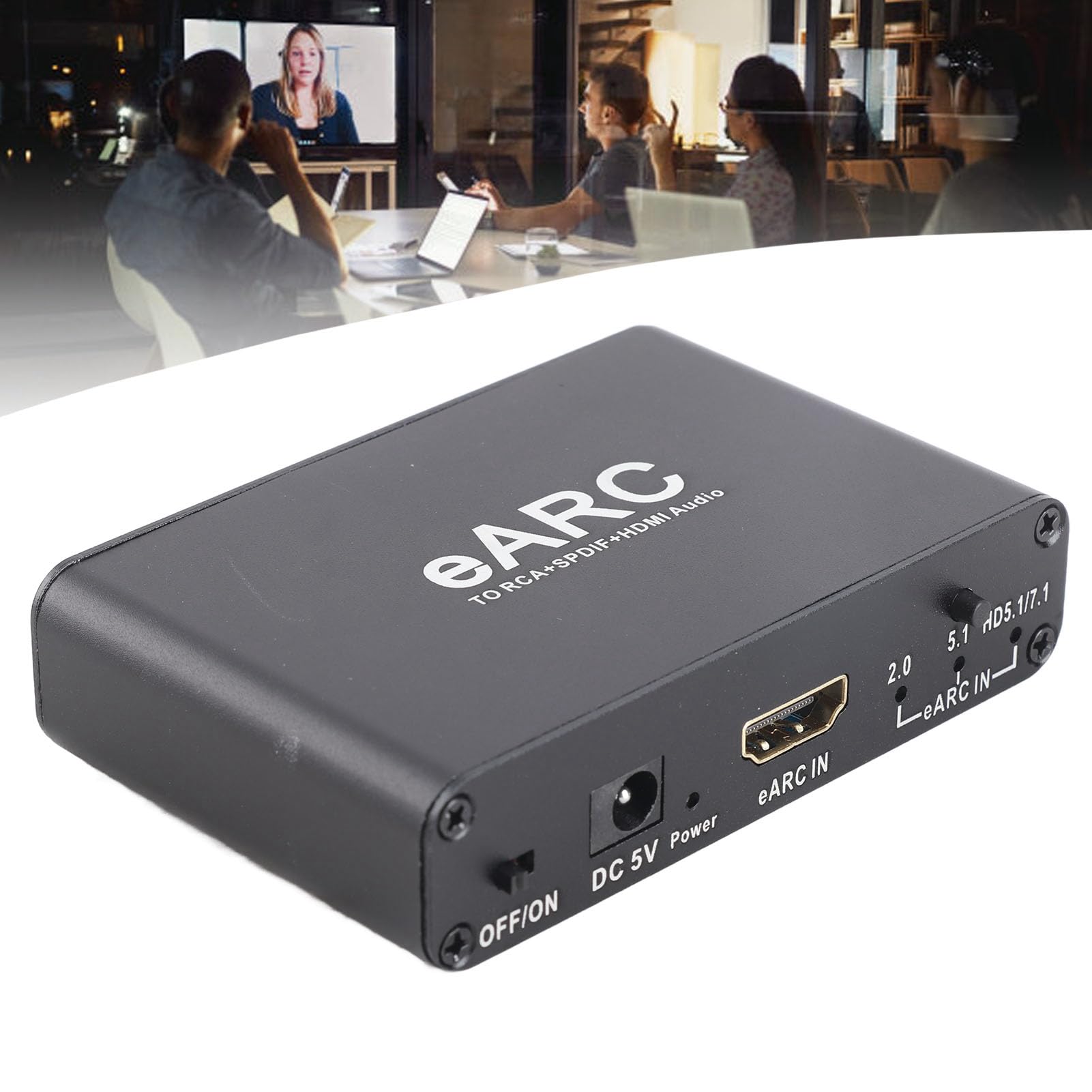 Fockety Estrattore EARC, Estrattore con Uscita Ottica da 3,5 Mm a 24 Bit 192 KHz su Convertitore, Convertitore Digitale-analogico con Controllo del Volume per Amplificatore per Altoparlanti HDTV