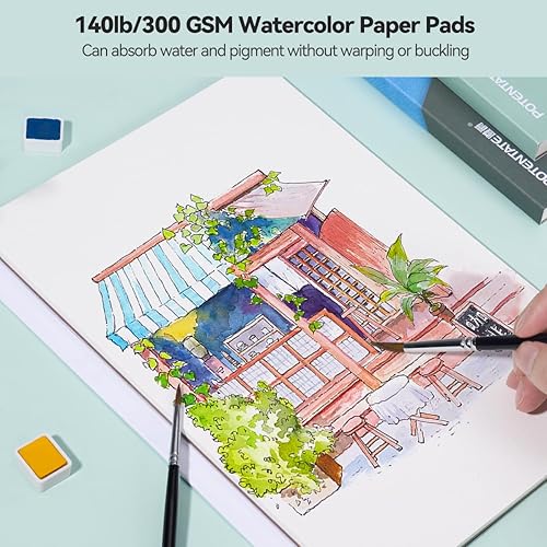 Miniatura 2 de Lightwish - Bloque de papel de acuarela, cuaderno de bocetos de acuarela de prensa en frío, 100% algodónsin ácidos, 20 hojas, 7.48 x 5.31 pulgadas,