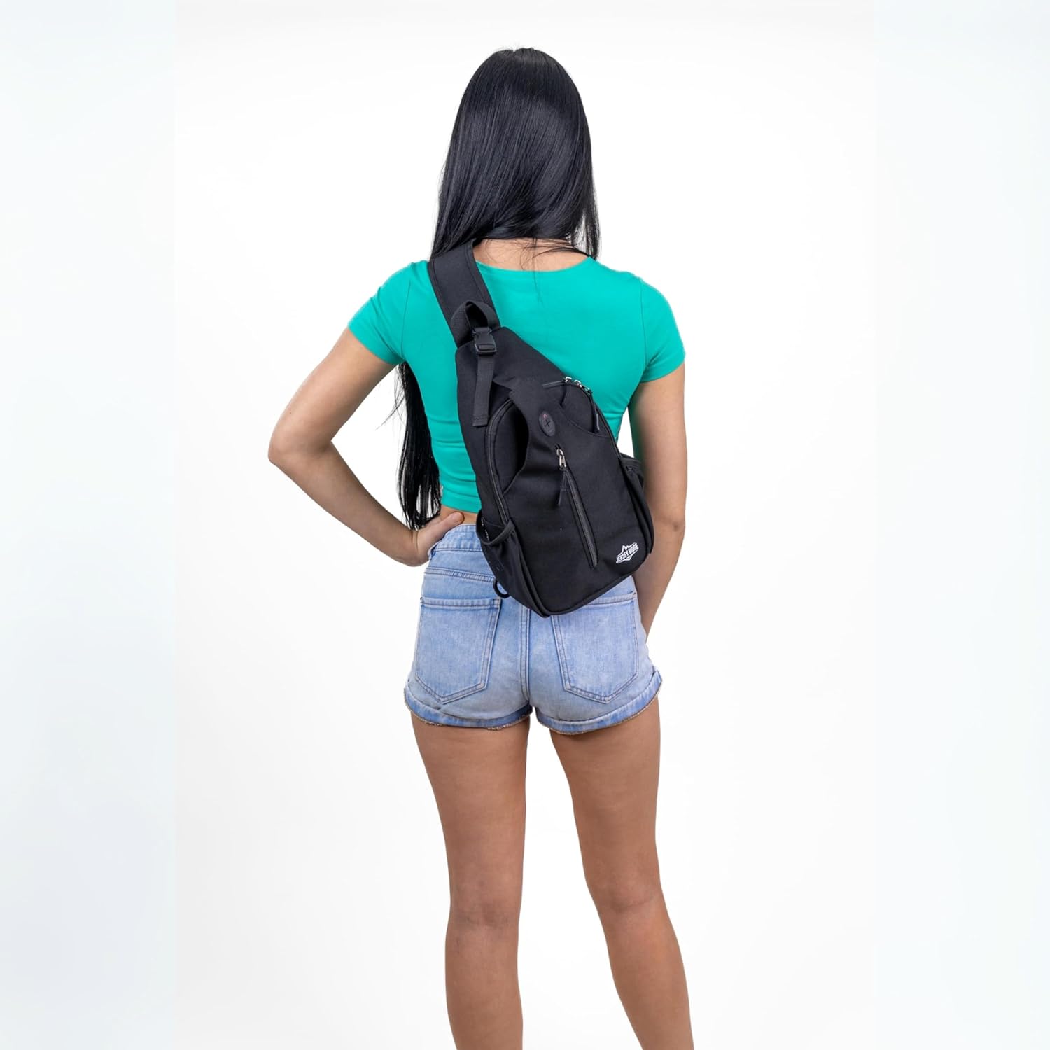 Crossbody Sling Bag – Anti-Theft Carryall Daypack Backpack with Adjustable Chest Strap for Travel or Hiking (Black) - Image 3