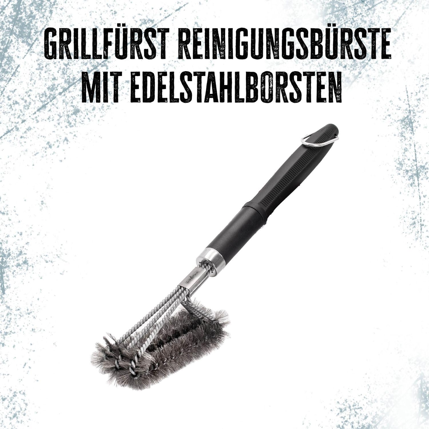 2X Grillfürst Premium Grillbürste mit Edelstahl Borsten, 45 cm - Grill Reinigungsbürste für Grillrost, Grillrost Bürste mit langem 3-Fach Bürstenkopf