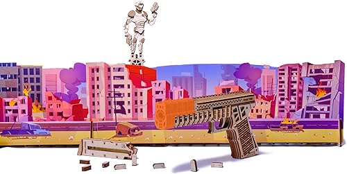 Wood Trick Juego de disparo eléctrico – Rompecabezas de madera 3D para adultos y niños para construir – Juegos de tiro al blanco – Kits de modelos