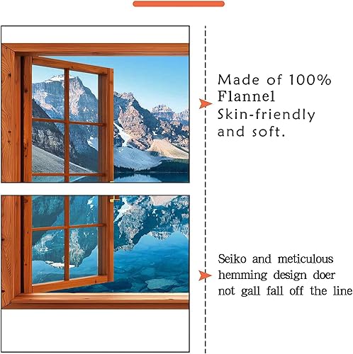 Vista 6 de Aidatain Tapiz de ventana de montaña, lago, bosque, escena, paisaje natural, para colgar en la pared, tapices grandes de franela de 40 x 30