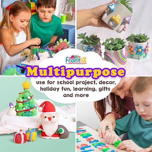 Miniatura 7 de Frontlix Arcilla de modelado Air Dry para niños, 24 colores surtidos de 0.71 oz cada color, kit de arcilla de moldeo con 3 herramientas de