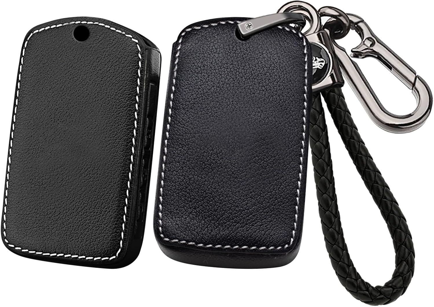 KUNIO Leather Car Key Fob Cover Case Compatible with Mazda 3 6 CX-4 CX-5 CX-8 CX-9 CX-30 MX5 2019-2025 Keychain 3 Button Key Holder Accessories B Black