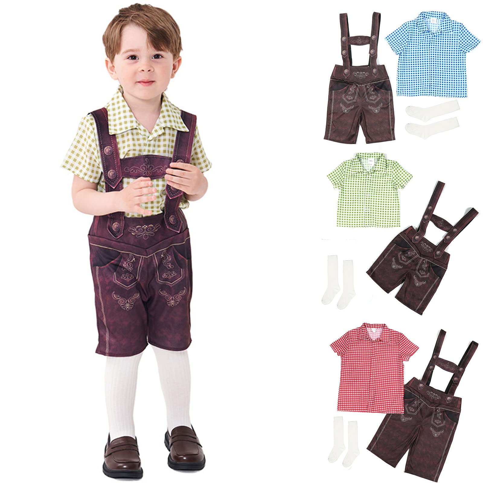 Oktoberfest Kinder Tracht - 3-teiliges Set Mit Hose, Hemd & Socken