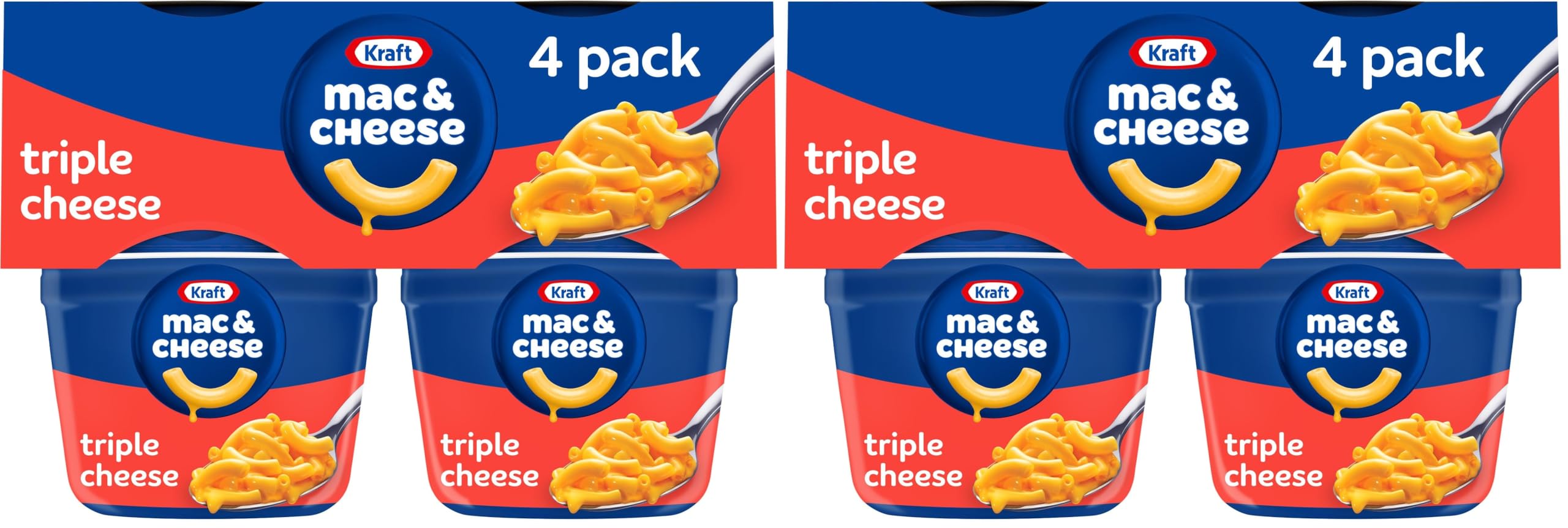 Kraft Triple Cheese Macaroni & Cheese 2.05 Oz Cups, 4 Ct (Pack of 2)
