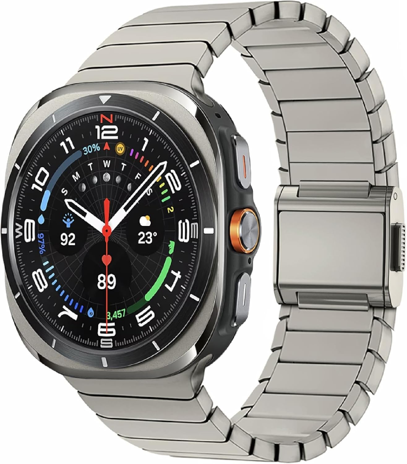 VeveXiao Rugged Titanium Strap Compatible with Samsung Galaxy Watch 7 Ultra Bands, No Gaps Luxury Titanium Metal Link Bracelet with Magnetic Buckle for Galaxy Watch Ultra 2025 Men Women Strap