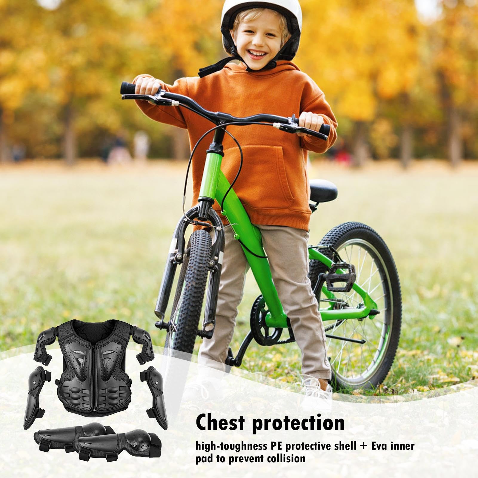 Plastron per moto, pettorina per moto, gilet per moto, protezione da equitazione per moto, con protezione per le ginocchia, gomiti, braccia e spalle