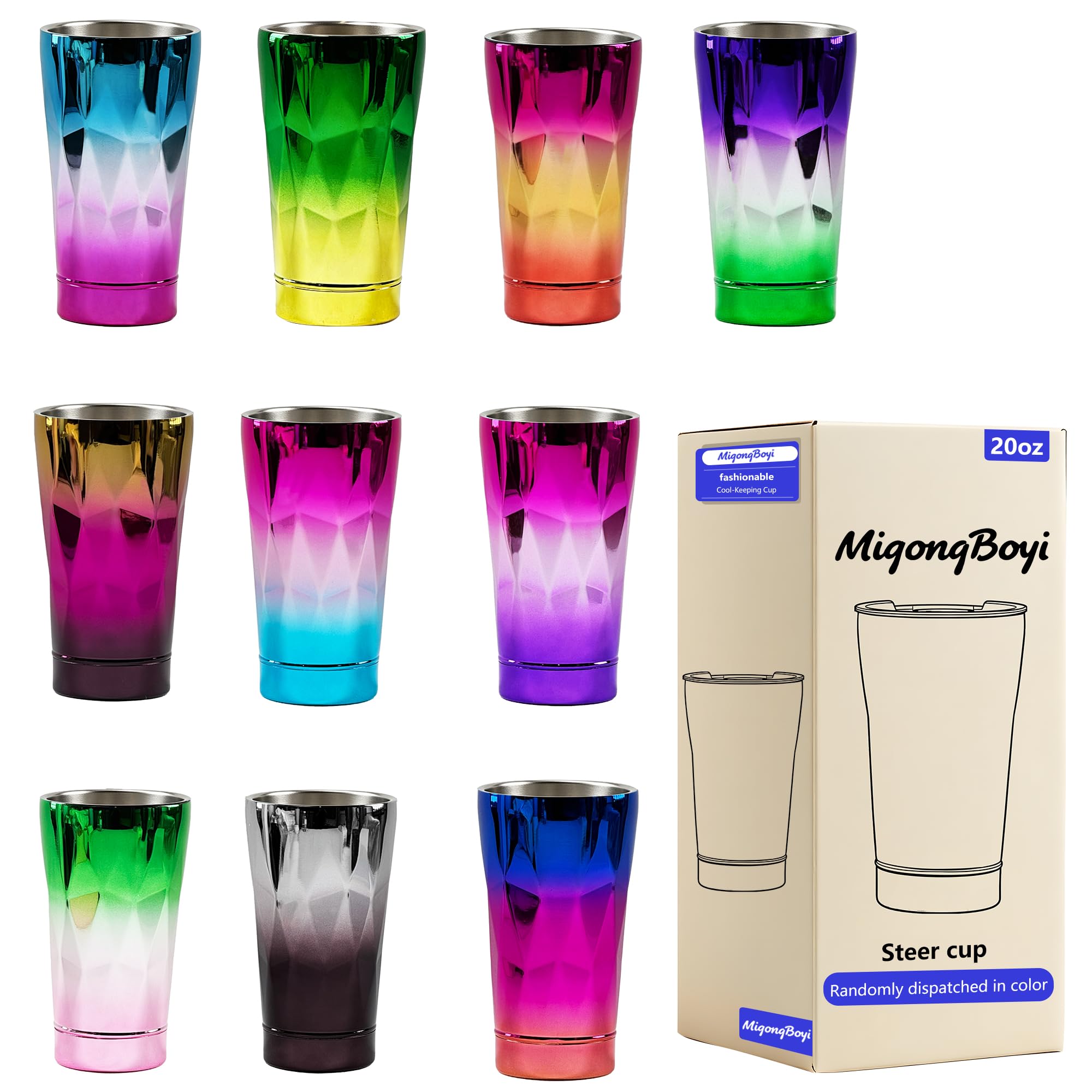 20-OZ Gradient Color Plating Water Bottle,Insulated Stainless Steel Tumbler | 1 PCS Gradient Color Plating Reusable Cold Drink Thermos,BPA-Free, Double-Wall Stainless Steel Water Bottle Gradient Color Plating 20 Ounces