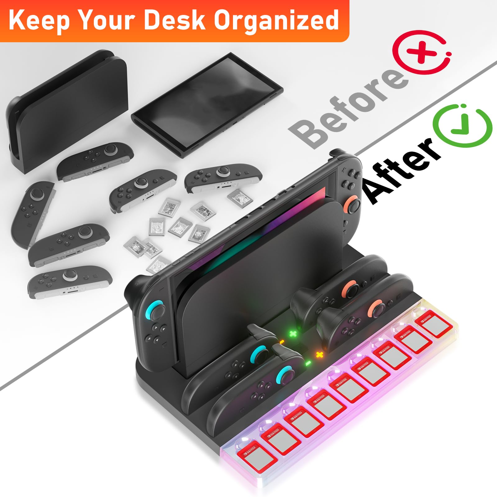 Amazon.co.jp: Nintendo Switch 2(2025)用充電器充電ドック、RGBライト