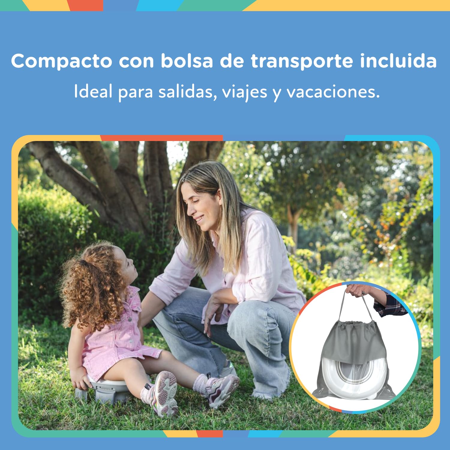 Nuby - Inodoro Portatil 2 en 1 Para Viaje - Adaptador WC Niños y Orinal Bebe - WC Portatil con Bolsas Desechables y Protección Antisalpicaduras - Baño Bebe Ligero y Compacto - 18+ meses