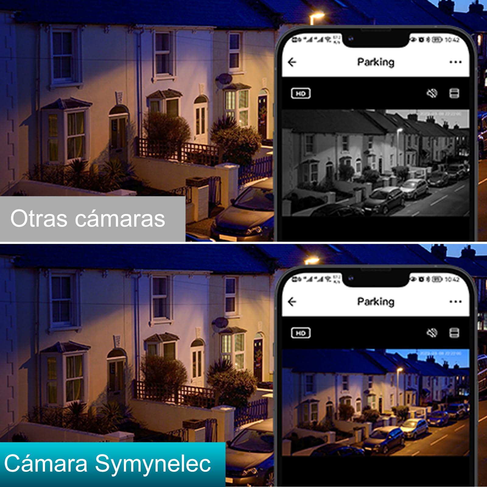 SYMYNELEC Camara de Bombilla Vigilancia WiFi Exterior 2K 4MP, Cámara de Seguridad 360°con Detección Humana AI, Seguimiento Automático, Visión Nocturna a Color, Audio Bidireccional, Alexa, IP65, 2PCS