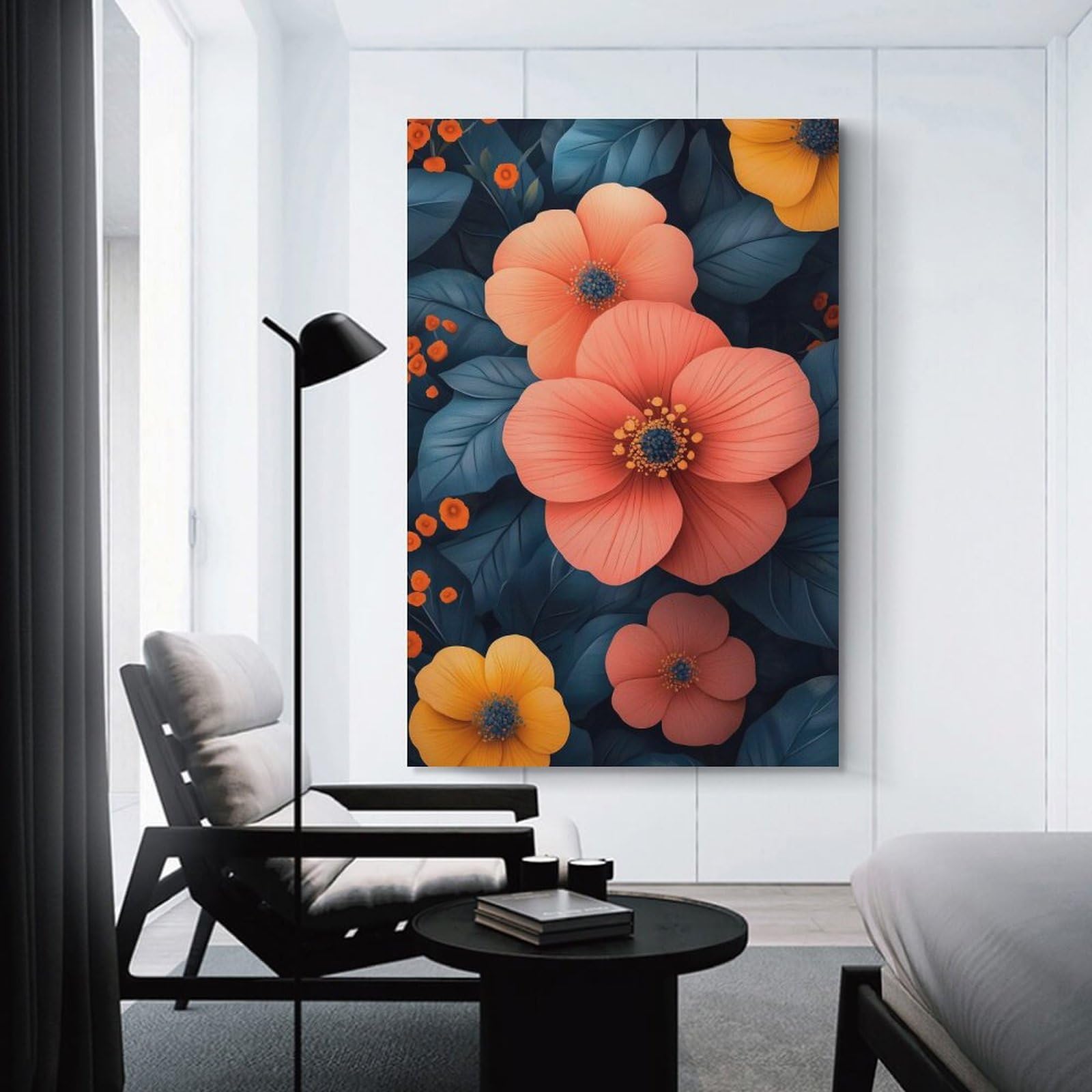 Junmoney Floral Art Print Wall Art Print, 20x30inch(50x75cm), for Entryway, Lounge Links Or Small Walls, Decorative Canvas Styling for Entry Areas