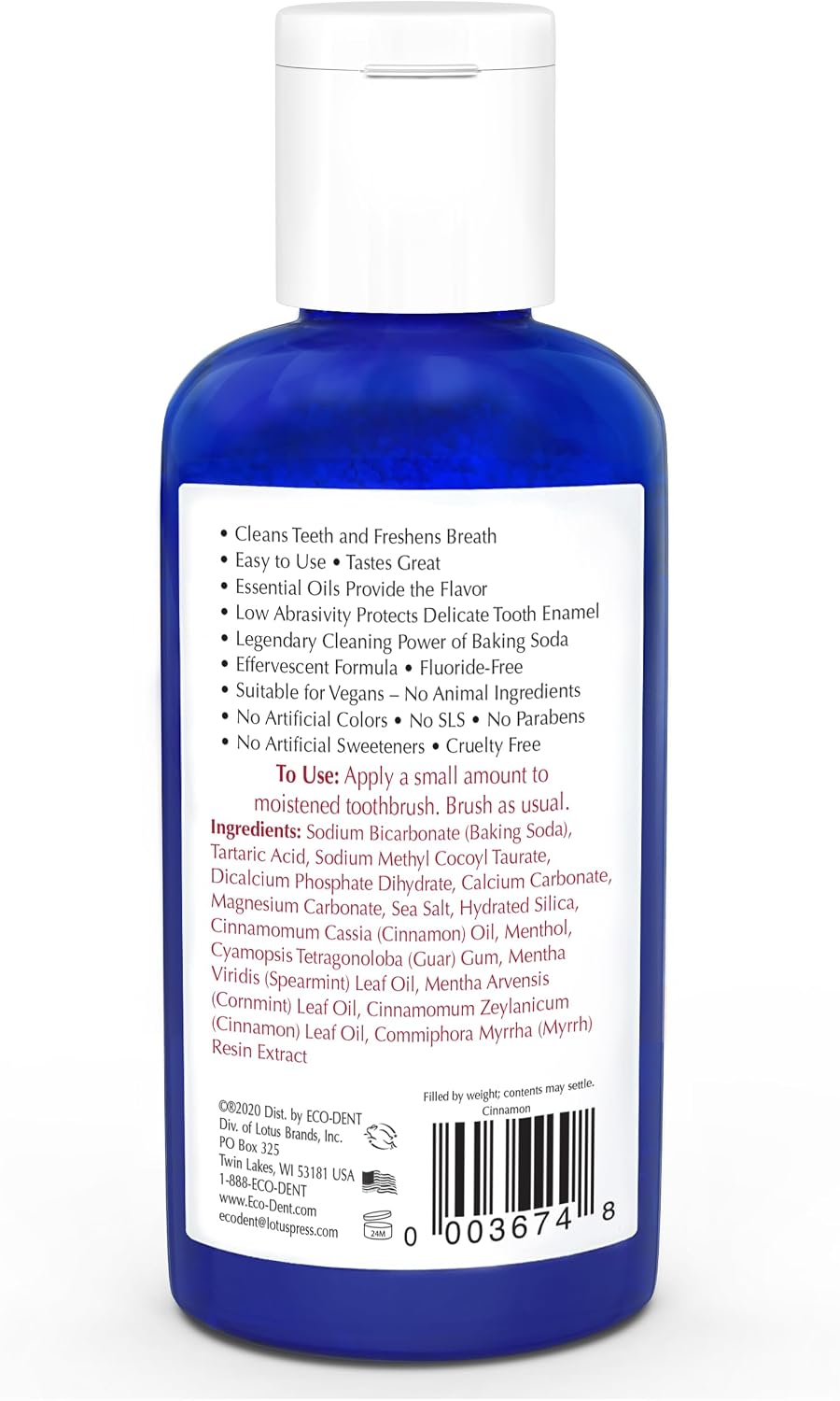 Eco-Dent DailyCare Baking Soda Toothpowder, Cinnamon - Fluoride-Free Toothpaste Powder, SLS-Free Tooth Powder with Baking Soda, Minerals, and Essential Oils, Toothpaste Alternative, 2 Oz image 2