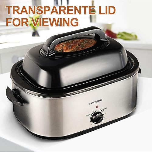 Miniatura 5 de Horno asador eléctrico de 22 cuartos de galón, horno asador, asador eléctrico de pavo, tostador eléctrico, tapa de autofundación, bandeja extraíble,