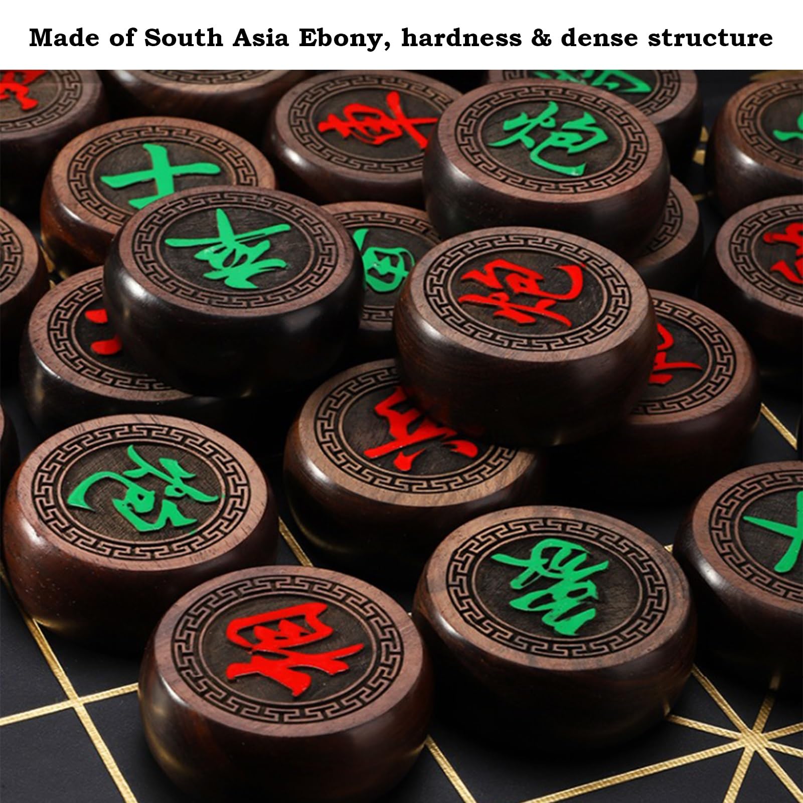 Ajedrez Chino portátil de ébano con Tablero Plegable. Juego de ajedrez Chino Xiangqi. Juego de Estrategia para Viajes. Juego de Mesa para 2 Jugadores (4,8 cm/1,9 Pulgadas).