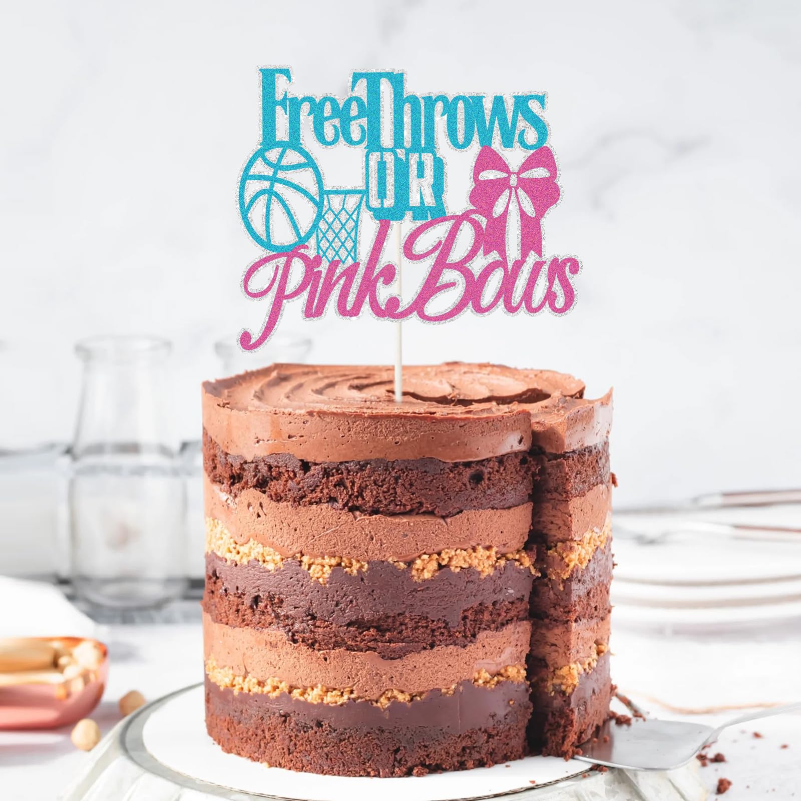 Amazon.com: Free Throws or Pink Bows Cake Topper,Gender Reveal